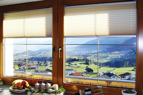 Plissee Holzfenster